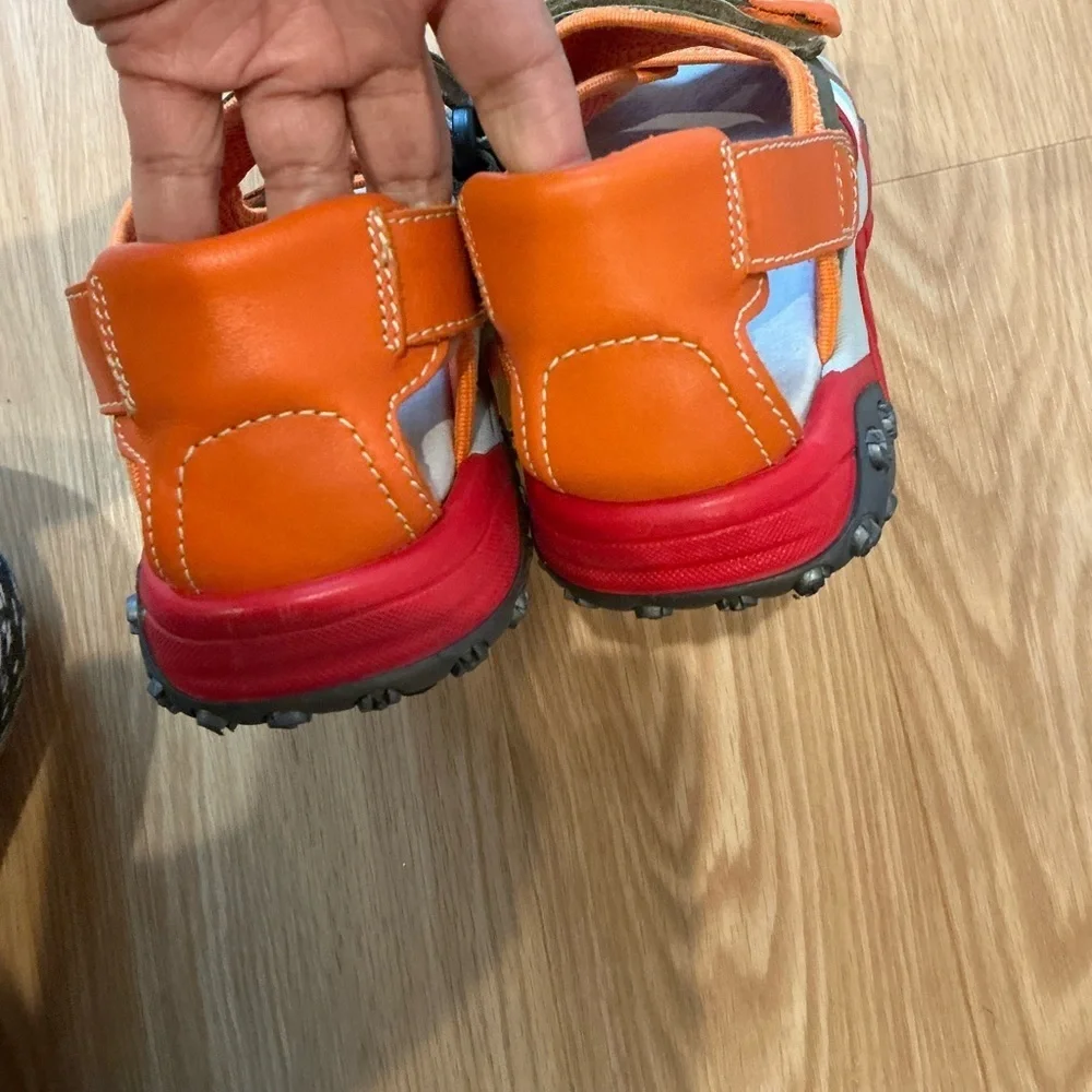 D&G Junior Sandals Camouflage Stripe Print Orange and Green Size 36